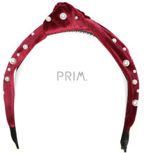 Load image into Gallery viewer, VELVET KNOT PEARLS HEADBAND