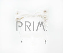 Load image into Gallery viewer, VELOUR BOW WITH METALLIC FLOWERS HEADBAND