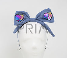 Load image into Gallery viewer, TWO WAY SEQUIN HEART BOW HEADBAND