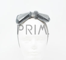 Load image into Gallery viewer, METALLIC FUR BOW BABY HEADBAND