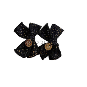 HALO ELSIE PRINTED CORDUROY DOUBLE BOW CLIP