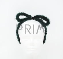 Load image into Gallery viewer, RABBIT FUR BOW WITH VELVET CENTER HEADBAND