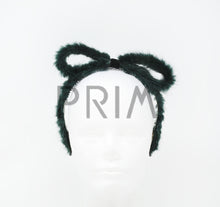 Load image into Gallery viewer, RABBIT FUR BOW WITH VELVET CENTER HEADBAND