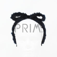 Load image into Gallery viewer, RABBIT FUR BOW WITH VELVET CENTER HEADBAND