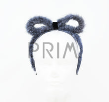 Load image into Gallery viewer, RABBIT FUR BOW WITH VELVET CENTER HEADBAND