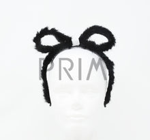 Load image into Gallery viewer, RABBIT FUR BOW WITH VELVET CENTER HEADBAND