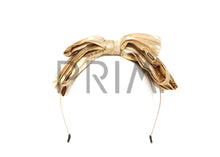 Load image into Gallery viewer, STRIPED GOLD BOW HEADBAND