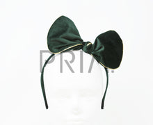 Load image into Gallery viewer, VELVET WITH METALLIC TRIM BOW HEADBAND
