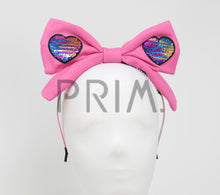 Load image into Gallery viewer, TWO WAY SEQUIN HEART BOW HEADBAND