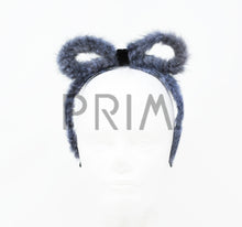 Load image into Gallery viewer, RABBIT FUR BOW WITH VELVET CENTER HEADBAND