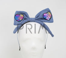 Load image into Gallery viewer, TWO WAY SEQUIN HEART BOW HEADBAND