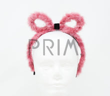 Load image into Gallery viewer, RABBIT FUR BOW WITH VELVET CENTER HEADBAND