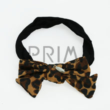 Load image into Gallery viewer, DACEE LEOPARD CORDUROY BOW BABY HEADBAND
