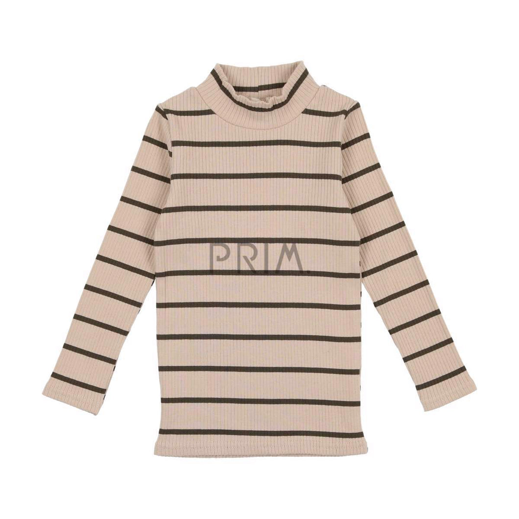 LIL LEGS RIBBED STRIPED MOCK NECK TOP