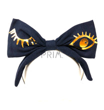Load image into Gallery viewer, RIBBED BOW HEADBAND WITH FOIL WINK