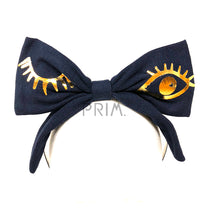 Load image into Gallery viewer, RIBBED BOW HEADBAND WITH FOIL WINK