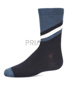 MEMOI DIAGONAL STRIPE BOYS CREW SOCK