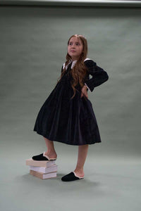 ZUBII FUR LINED VELVET SLINGBACK SLIPPERS