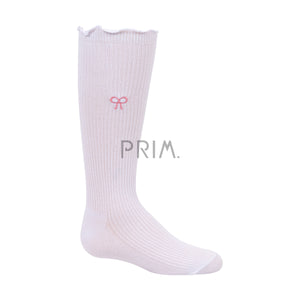 ZUBII SCALLOP EDGE BOW EMBROIDERED KNEE
