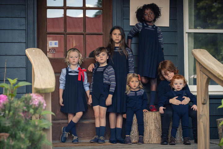 set knit fair isle crew neck sweater and overalls