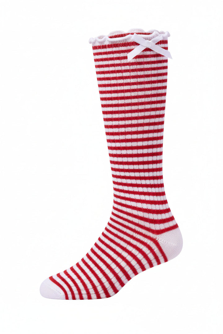 knee striped scalloped edge