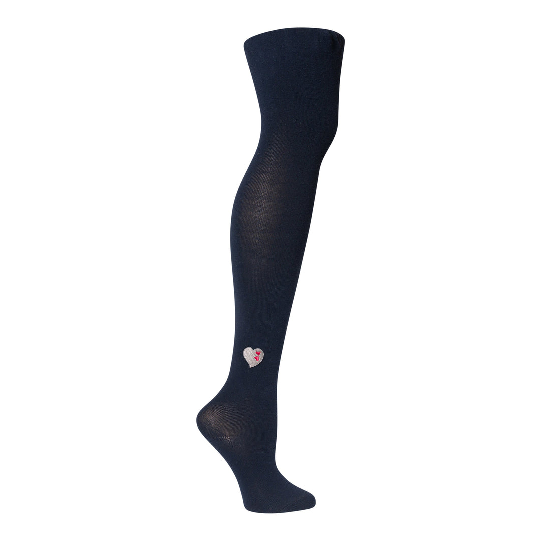 tights cotton embroidered double heart