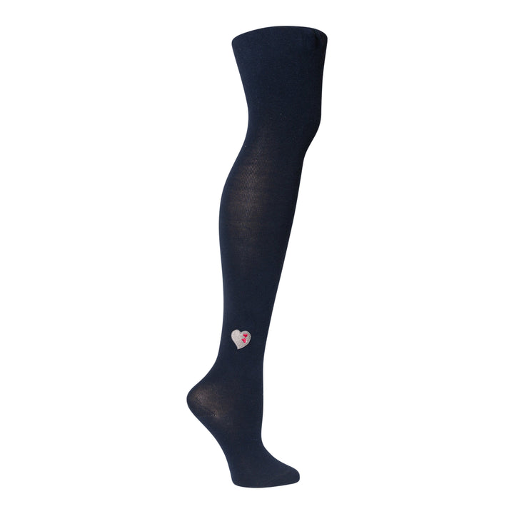 tights cotton embroidered double heart