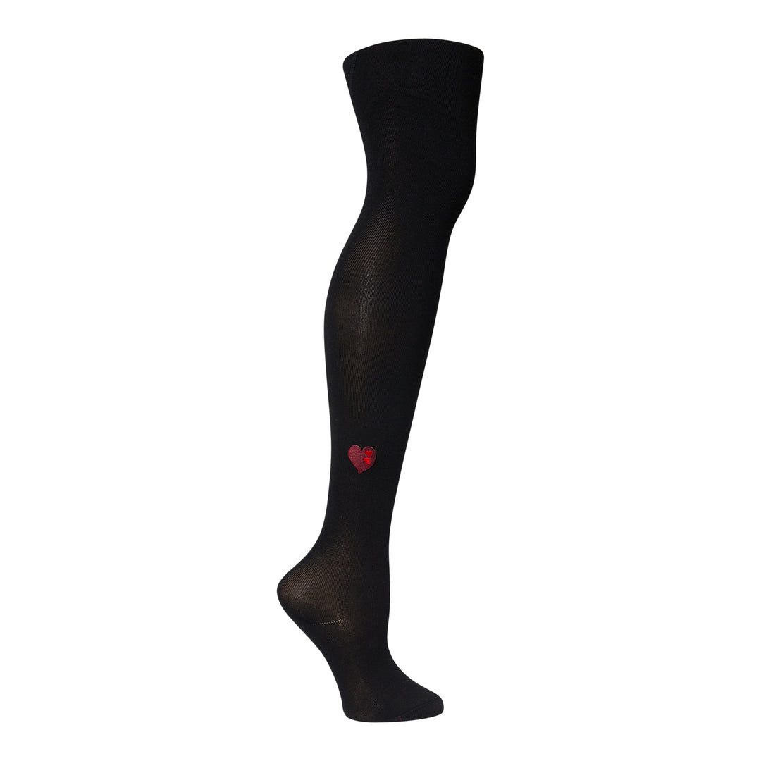 tights cotton embroidered double heart