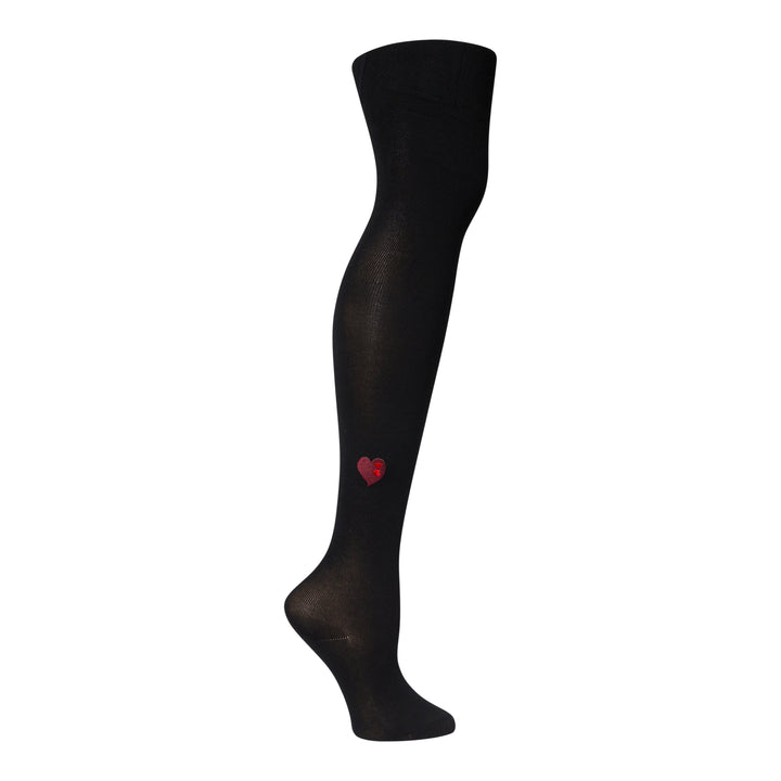 tights cotton embroidered double heart