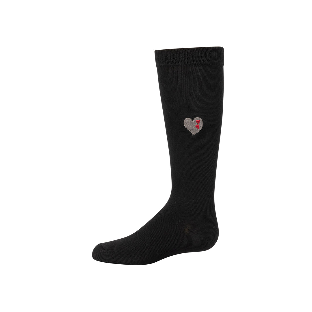 knee embroidered double heart