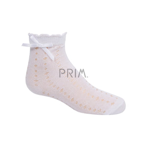 ZUBII TEXTURE DOT SOCK WITH BOW
