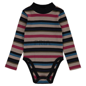 STRIPED MOCK NECK ONESIE