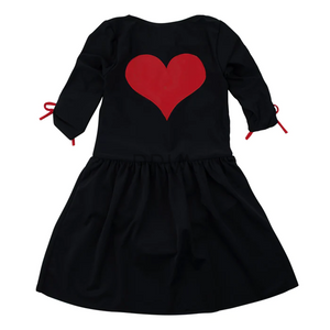 MISS MINI RED HEART DRAWSTRING SWIM DRESS WITH SNAPS