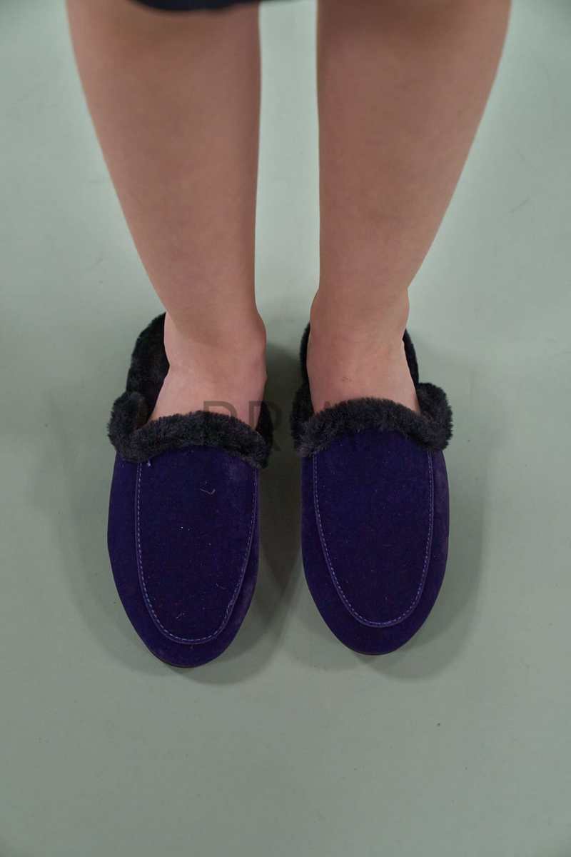 ZUBII FUR LINED VELVET SLINGBACK SLIPPERS