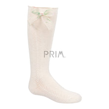 Load image into Gallery viewer, ZUBII TEXTURE WITH FLORAL BOW KNEE SOCK
