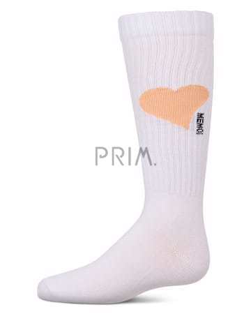 MEMOI SINGLE HEART LOGO KNEE SOCK