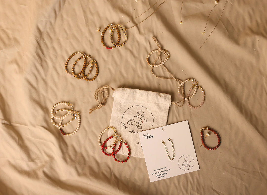 bracelet wood grain stone w beads