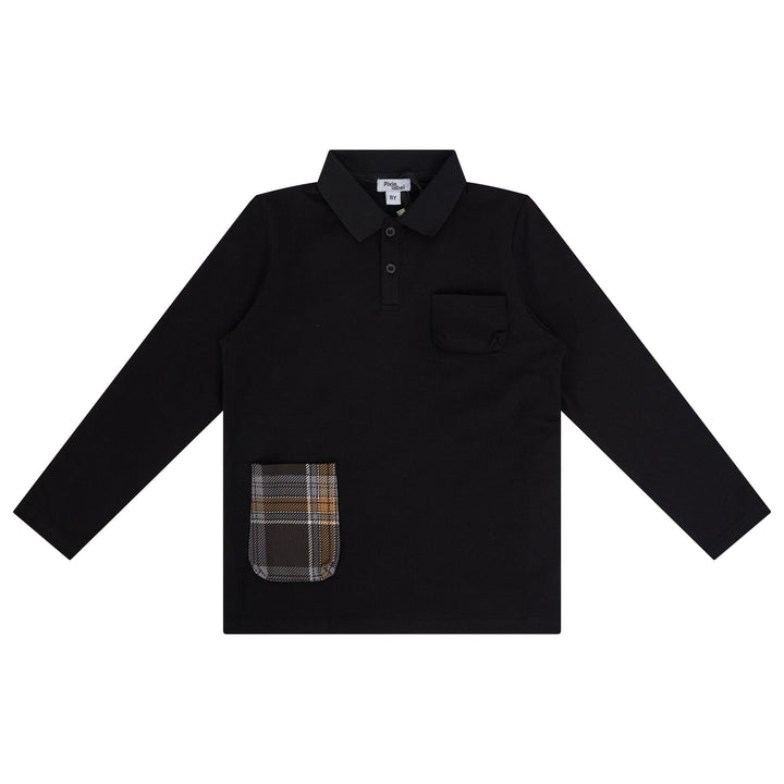 polo l/s plaid pocket