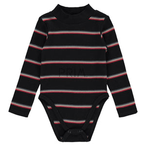 STRIPED MOCK NECK ONESIE