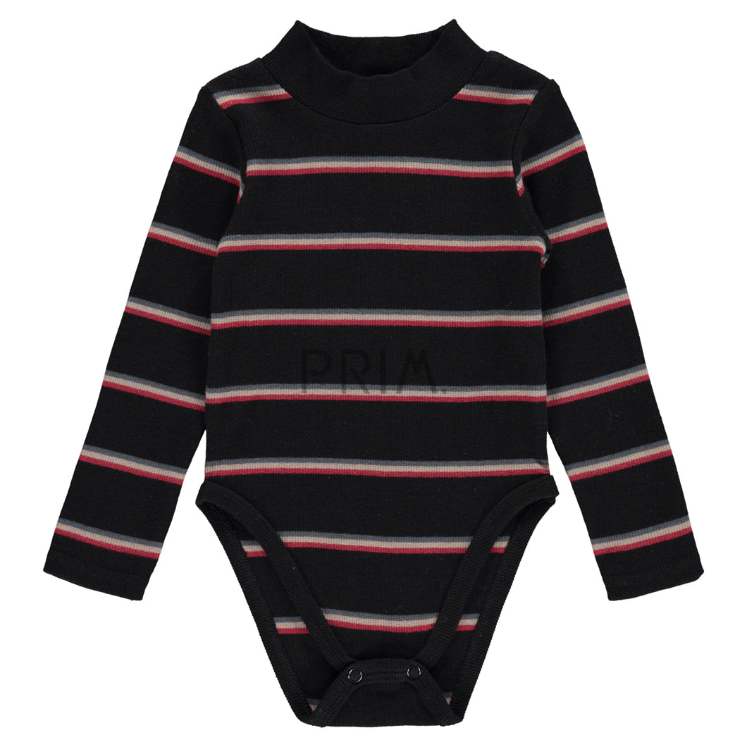 STRIPED MOCK NECK ONESIE