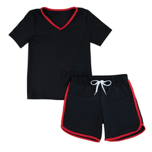 Load image into Gallery viewer, MISS MINI RED HEART TOP &amp; BOTTOM SHORTS SET
