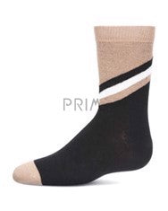 MEMOI DIAGONAL STRIPE BOYS CREW SOCK