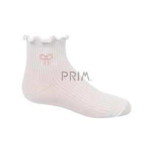 ZUBII SCALLOP EDGE BOW EMBROIDERED ANKLET