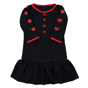 MISS MINI RED HEART BUTTON BEACH DRESS