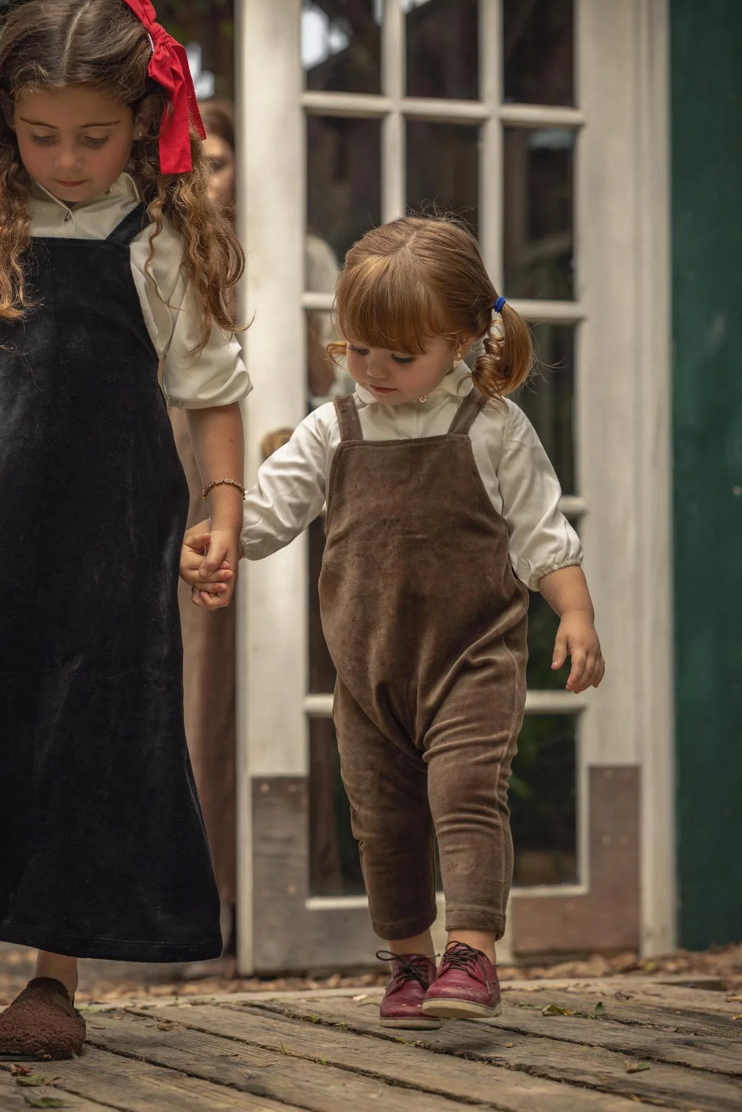 one piece velour pinafore overalls