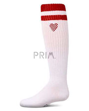 Load image into Gallery viewer, MEMOI CHECKERED HEART KNEE SOCK
