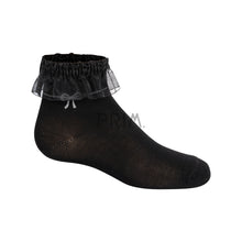 Load image into Gallery viewer, ZUBII SUEDE BOW RUFFLE ANKLE SOCK
