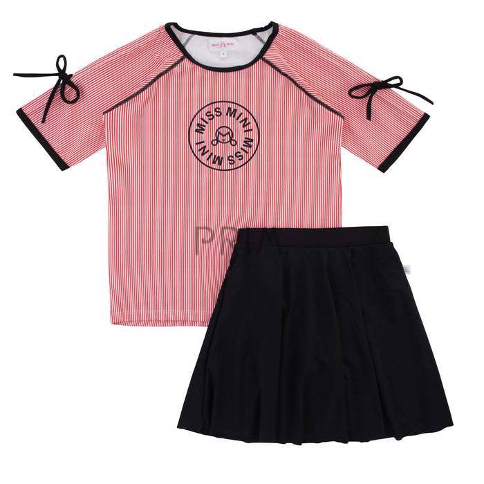MISS MINI PINSTRIPE TOP & SKIRT SET