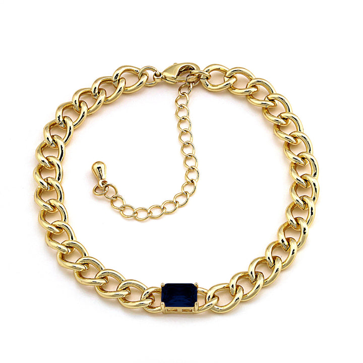 bracelet curb chain w rectangle stone