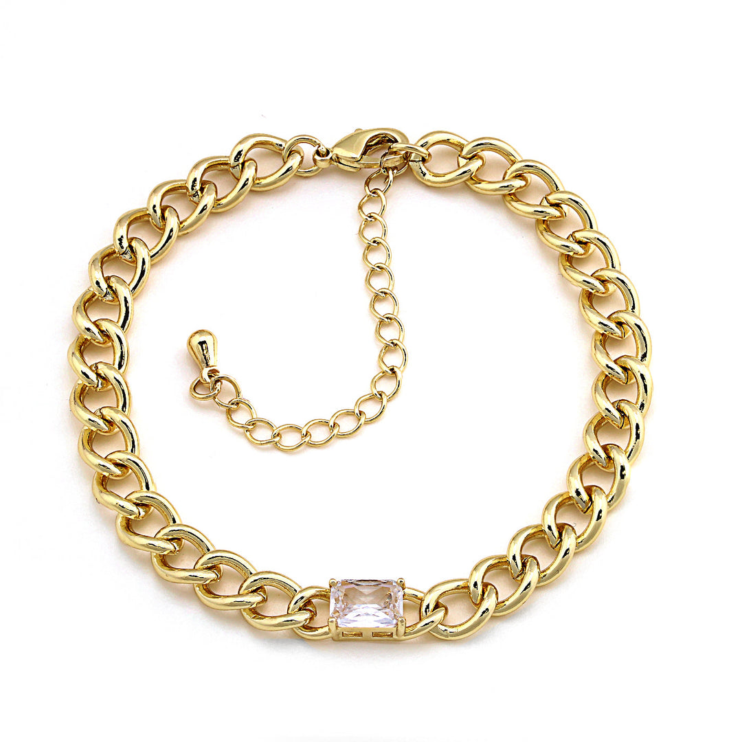 bracelet curb chain w rectangle stone